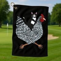 Tuxedo Cat On A Chicken Golf Towel thumb 1