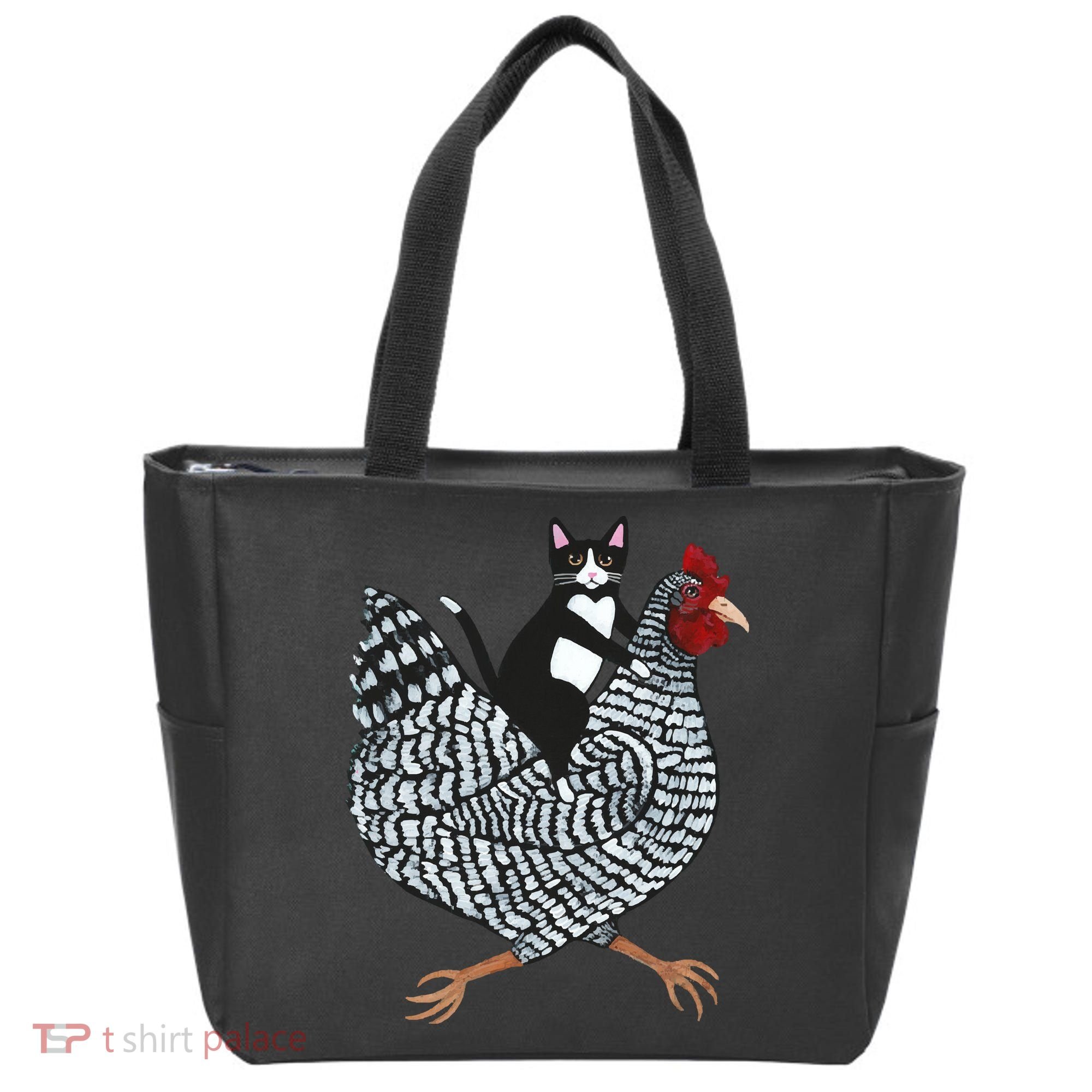 Tuxedo Cat On A Chicken Tote Bag