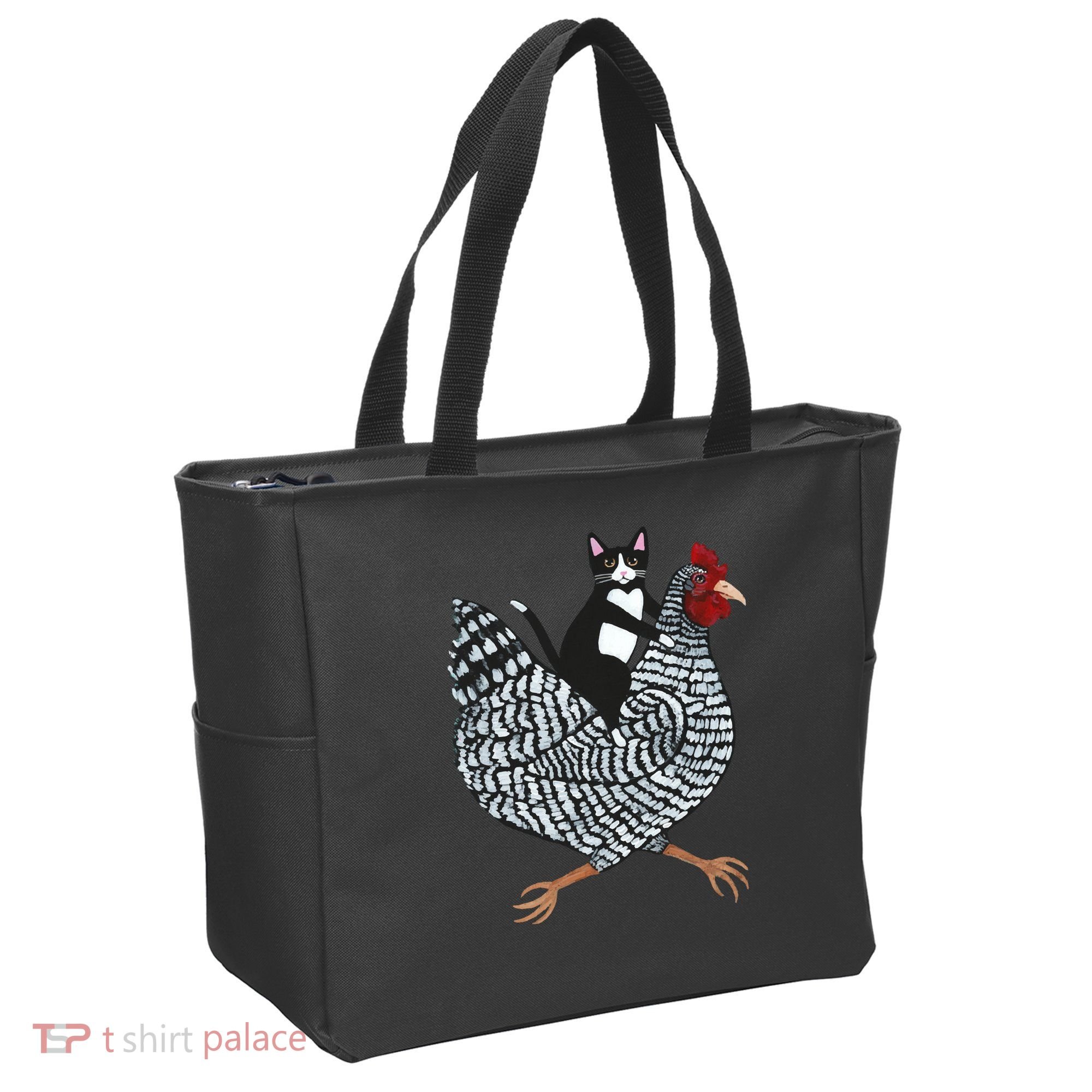 Tuxedo Cat On A Chicken Tote Bag