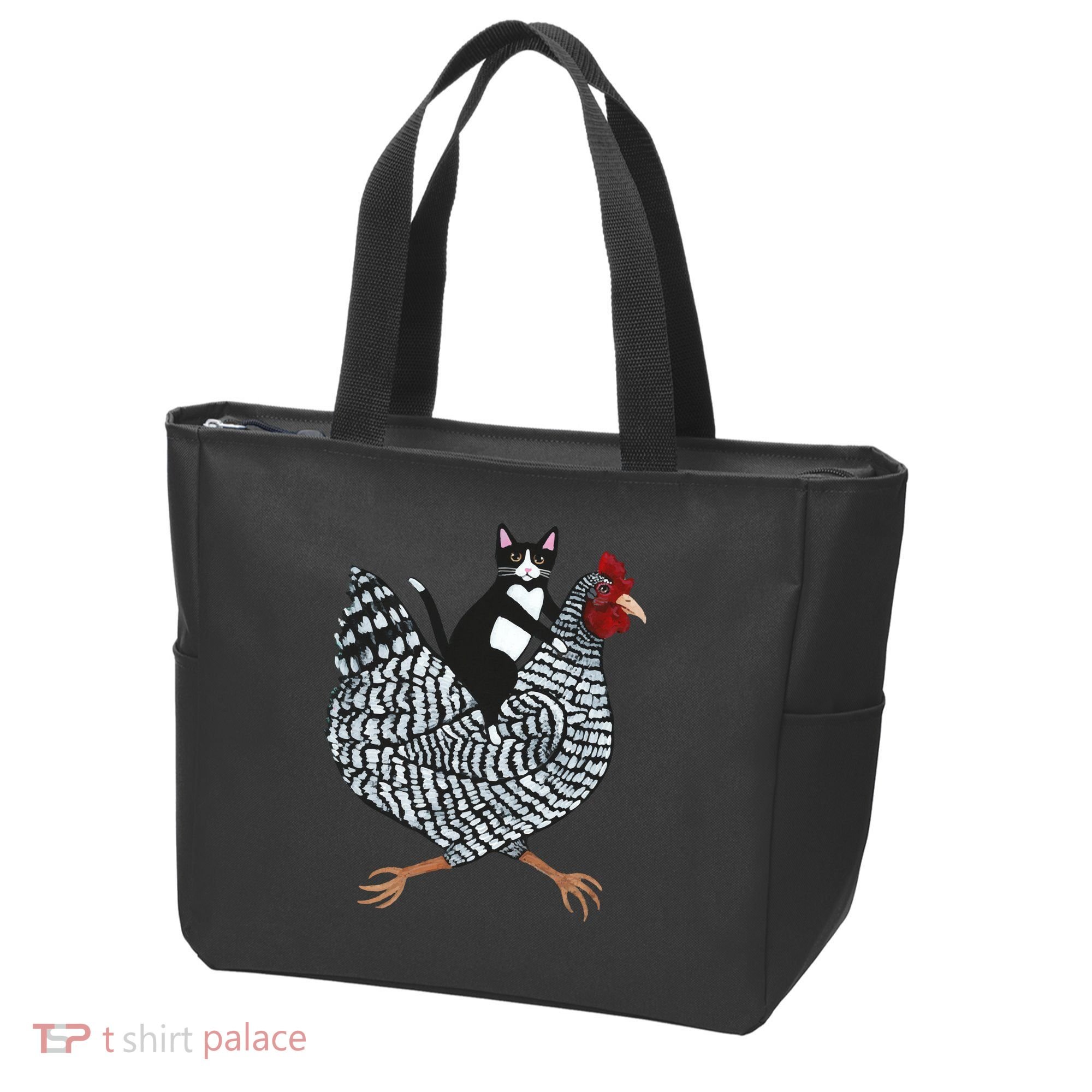 Tuxedo Cat On A Chicken Tote Bag