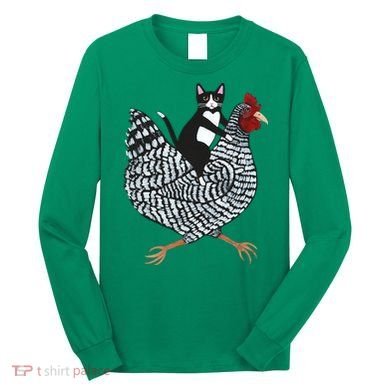 Tuxedo Cat On A Chicken Long Sleeve Shirt