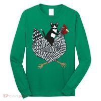 Tuxedo Cat On A Chicken Long Sleeve Shirt thumb 0