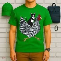Tuxedo Cat On A Chicken T-Shirt thumb 6