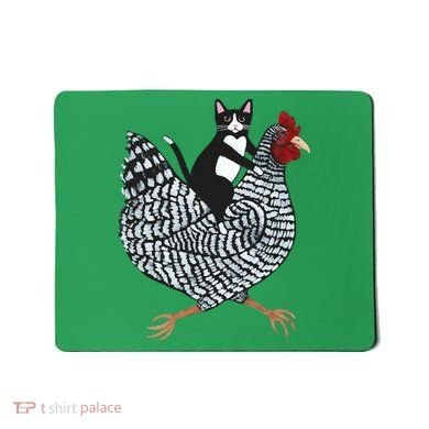 Tuxedo Cat On A Chicken Mousepad