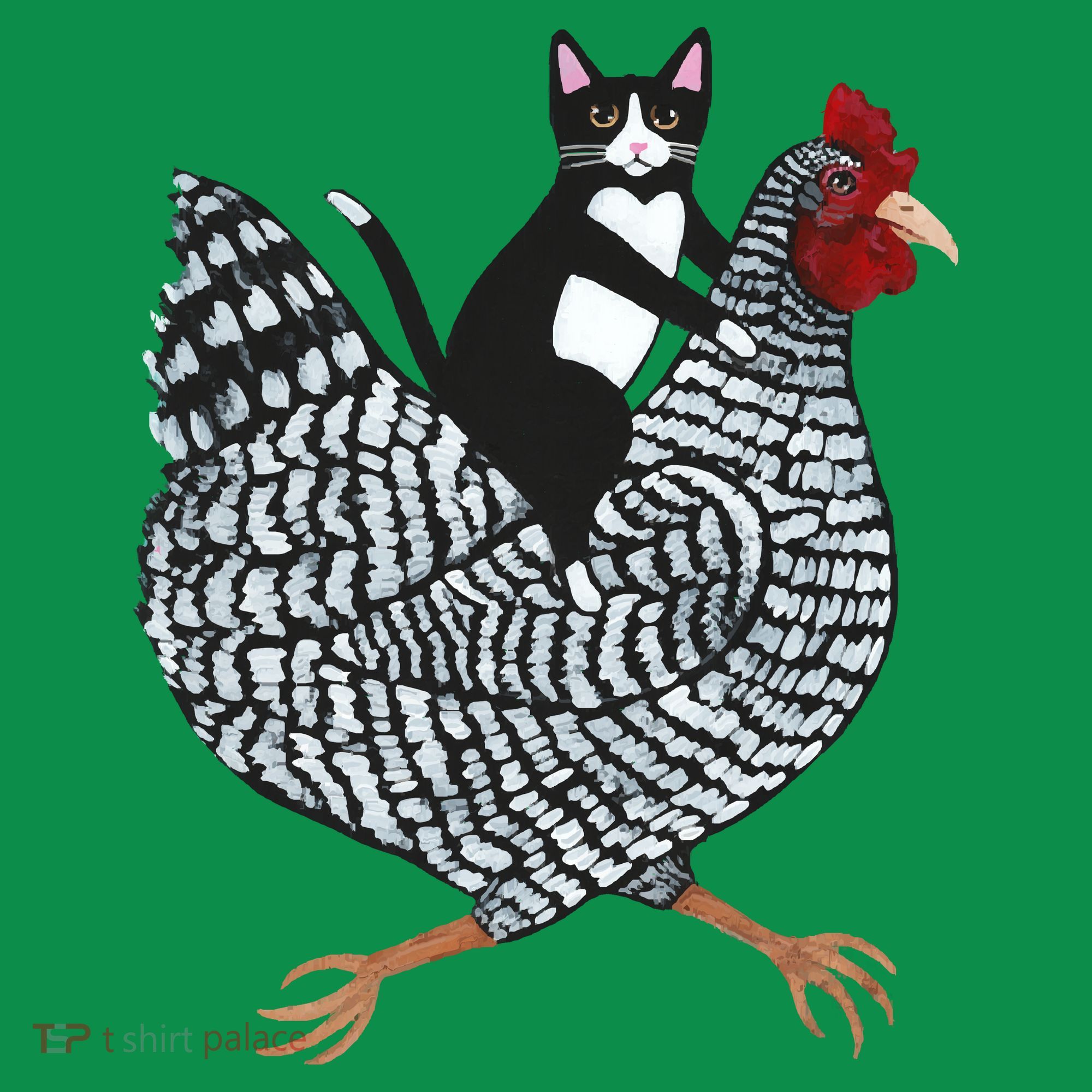 Tuxedo Cat On A Chicken Baby Bodysuit