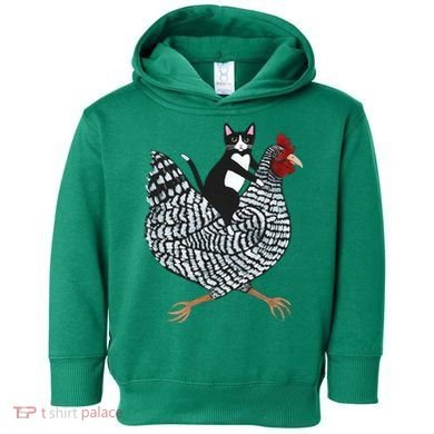 Tuxedo Cat On A Chicken Toddler Hoodie