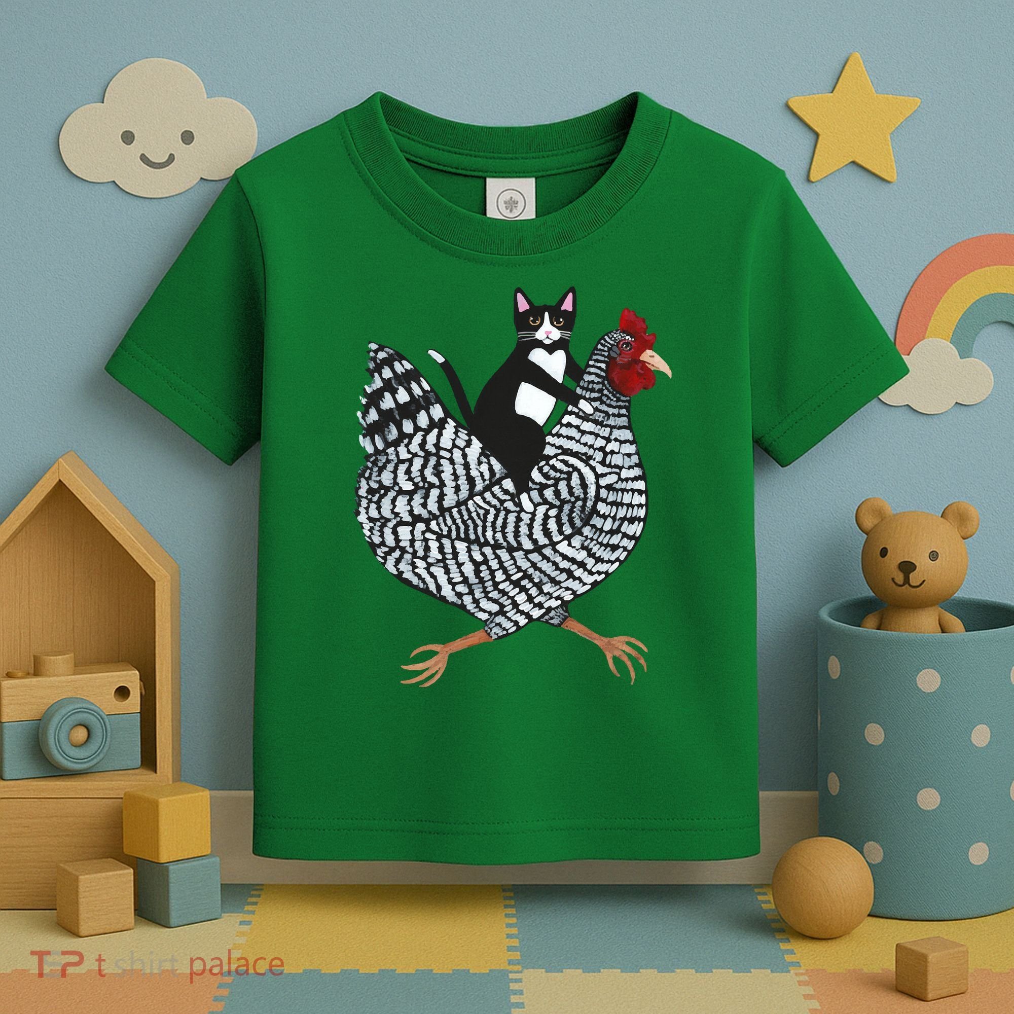 Tuxedo Cat On A Chicken Toddler T-Shirt