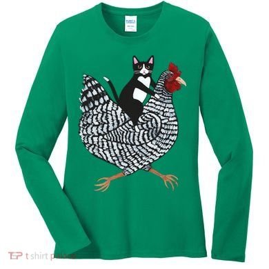 Tuxedo Cat On A Chicken Women's Long Sleeve Shirt