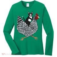 Tuxedo Cat On A Chicken Women's Long Sleeve Shirt thumb 0