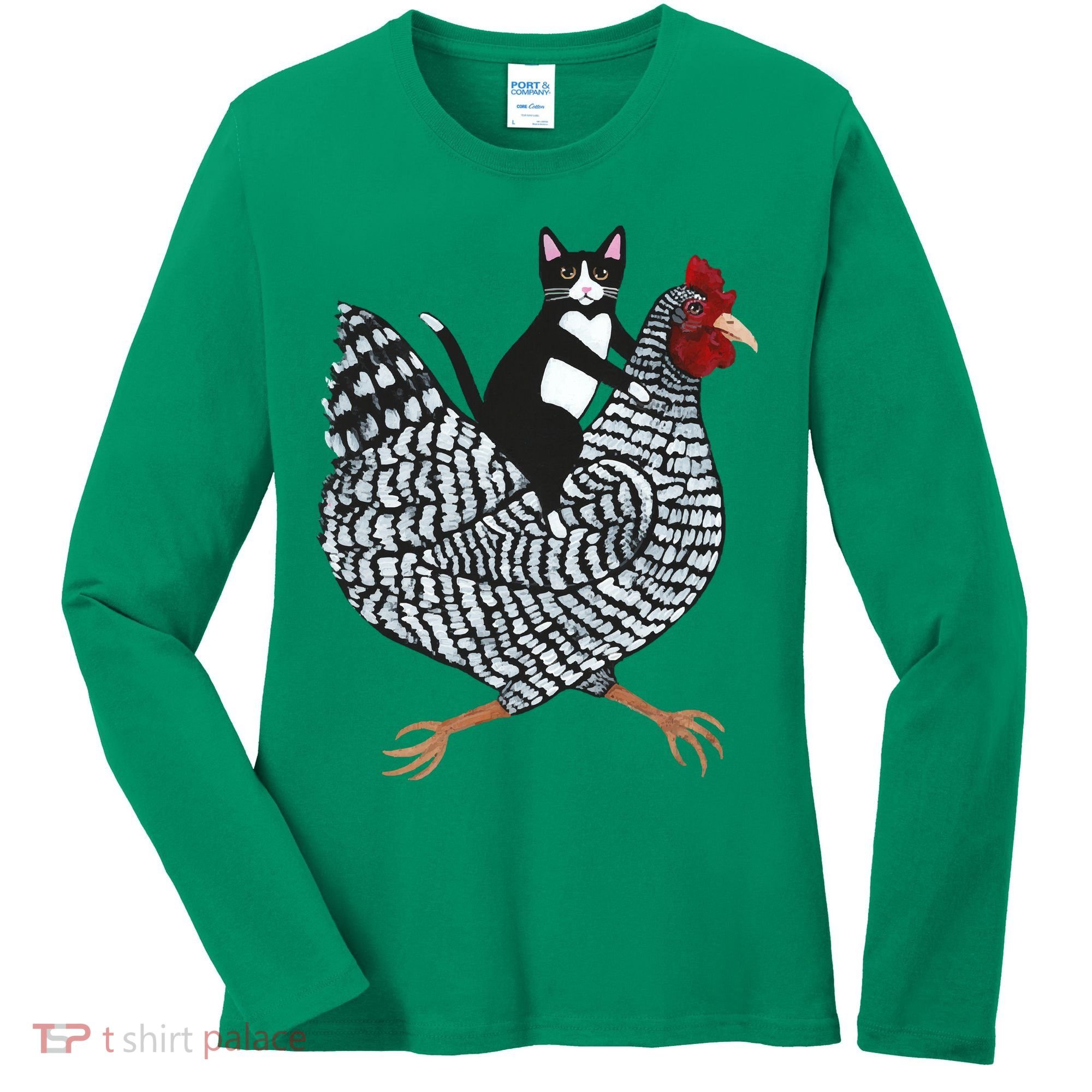 Tuxedo Cat On A Chicken Women's Long Sleeve Shirt