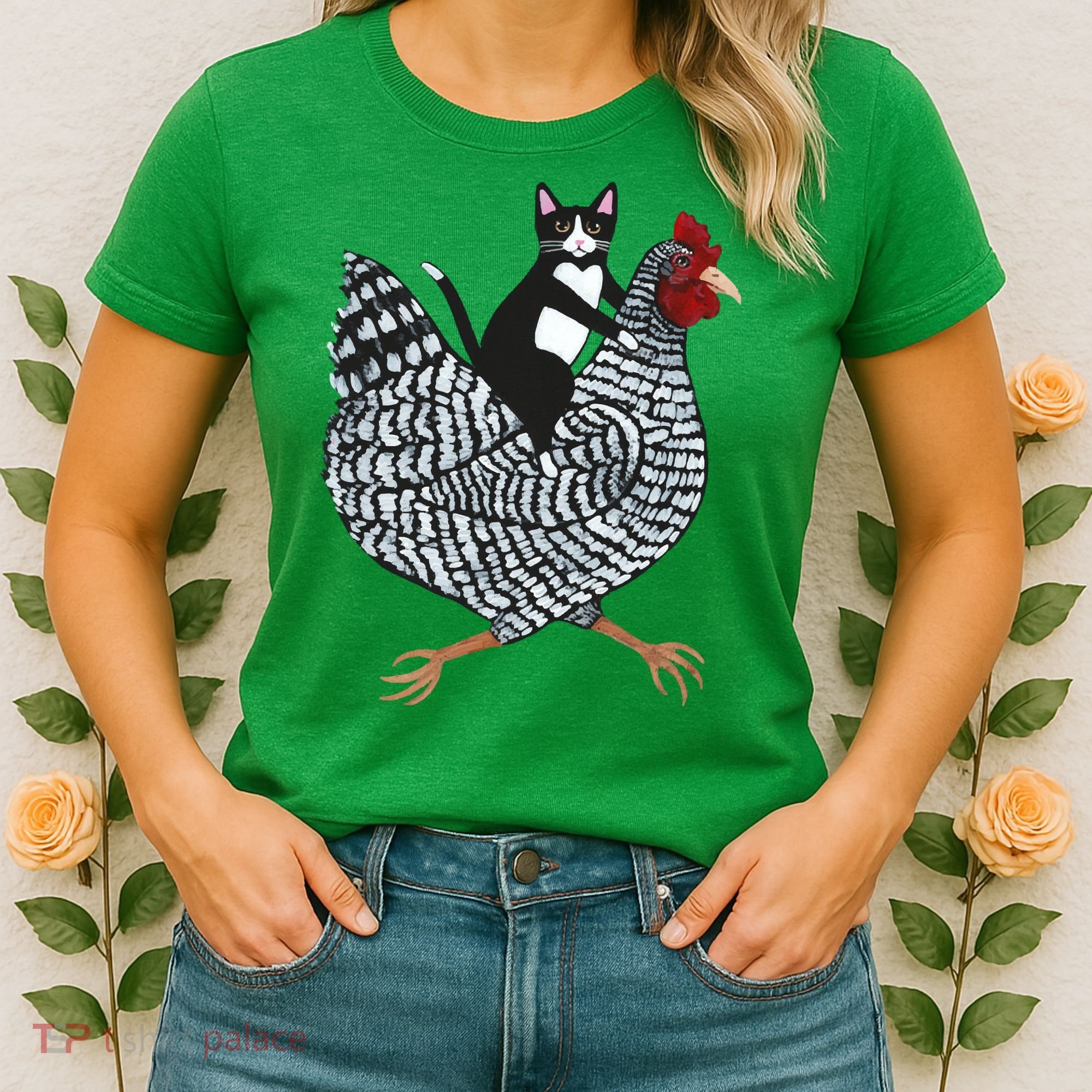 Tuxedo Cat On A Chicken Women's T-Shirt