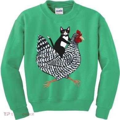 Tuxedo Cat On A Chicken Kids Sweatshirt