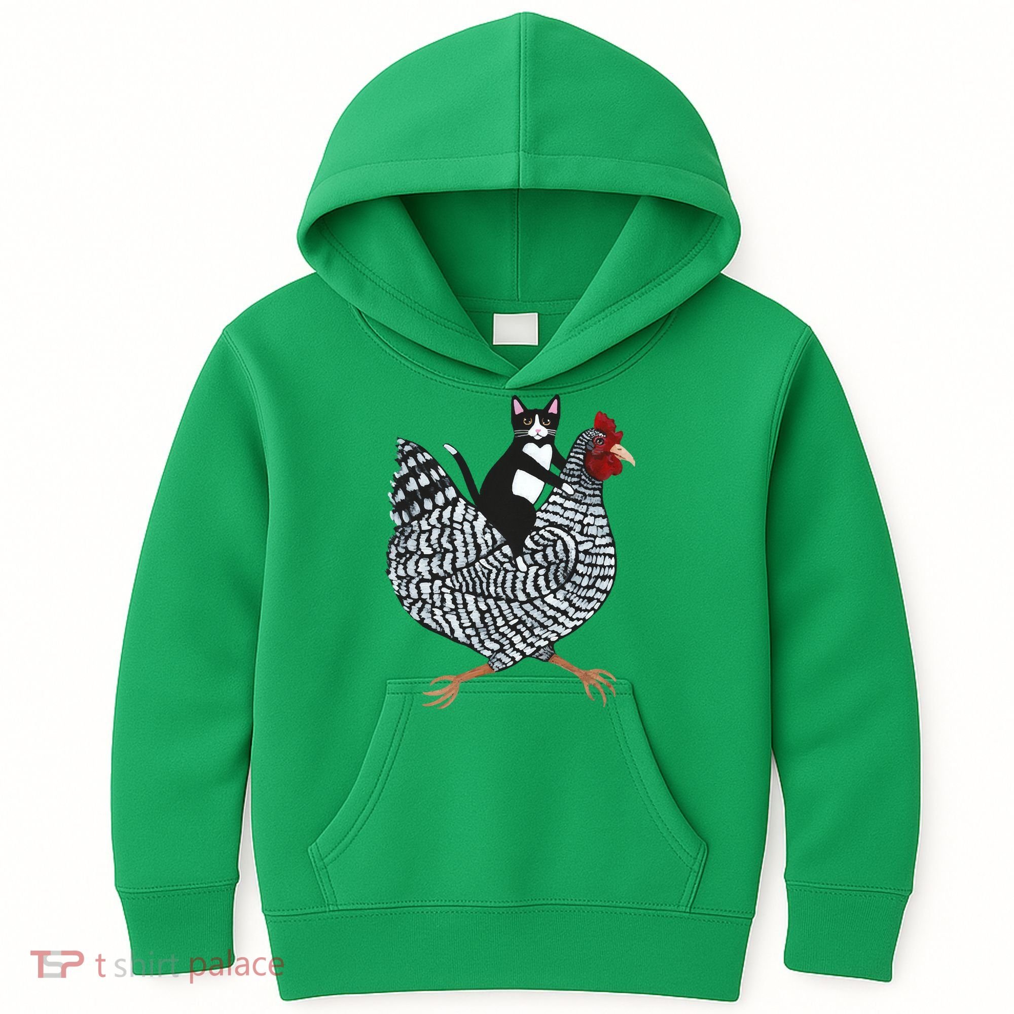 Tuxedo Cat On A Chicken Kids Hoodie