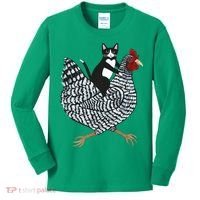 Tuxedo Cat On A Chicken Kids Long Sleeve Shirt thumb 0
