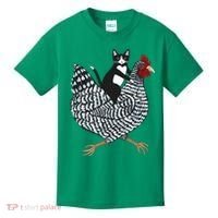 Tuxedo Cat On A Chicken Kids T-Shirt thumb 0