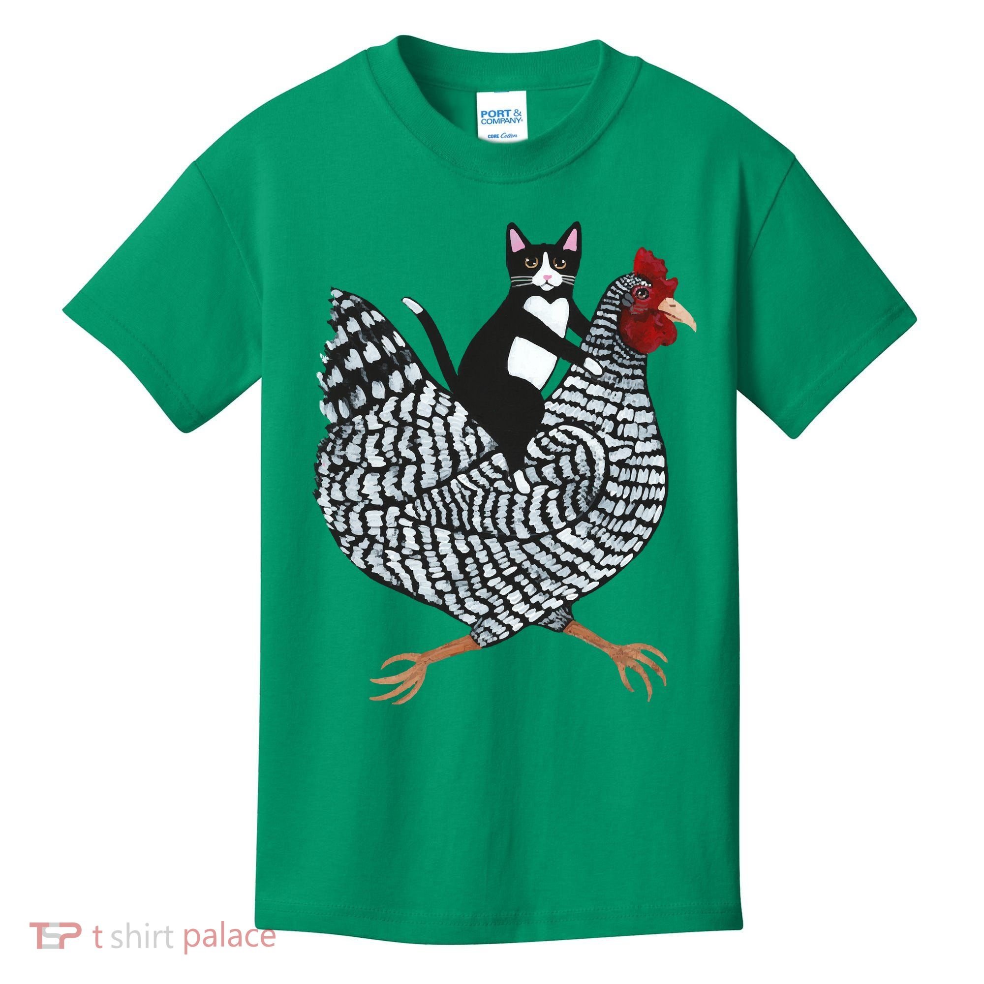 Tuxedo Cat On A Chicken Kids T-Shirt