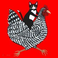 Tuxedo Cat On A Chicken Santa Hat thumb 1
