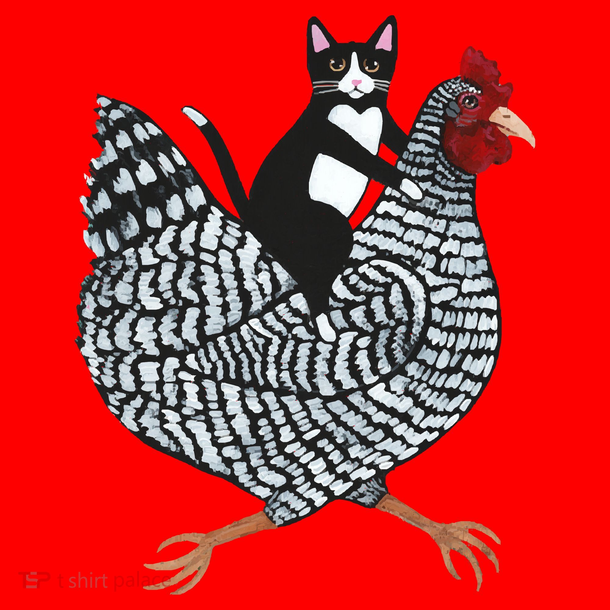 Tuxedo Cat On A Chicken Santa Hat