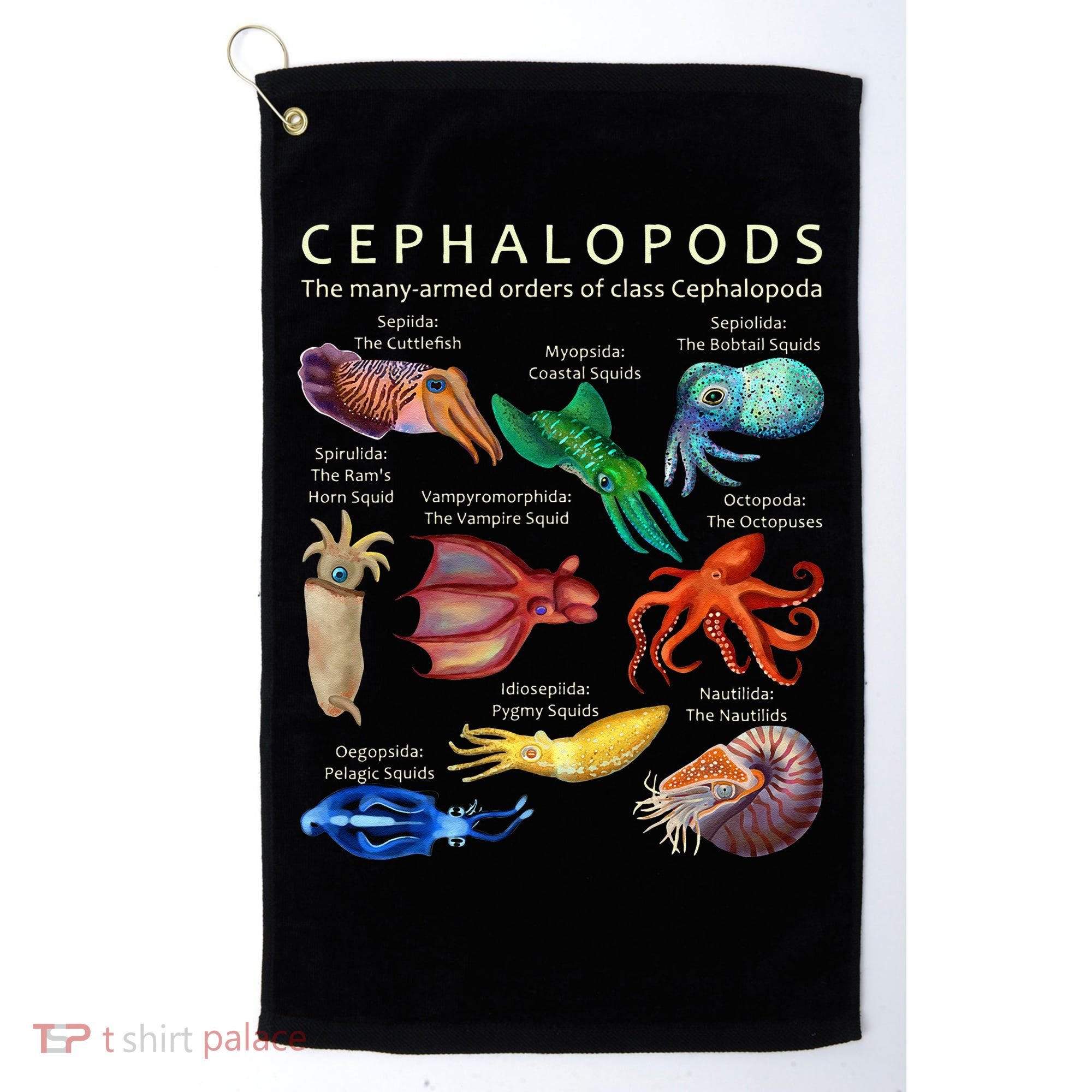 The Cephalopod Octopus Squid Cuttlefish And Nautilus Golf Towel