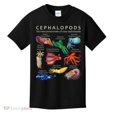 The Cephalopod Octopus Squid Cuttlefish And Nautilus Kids T-Shirt