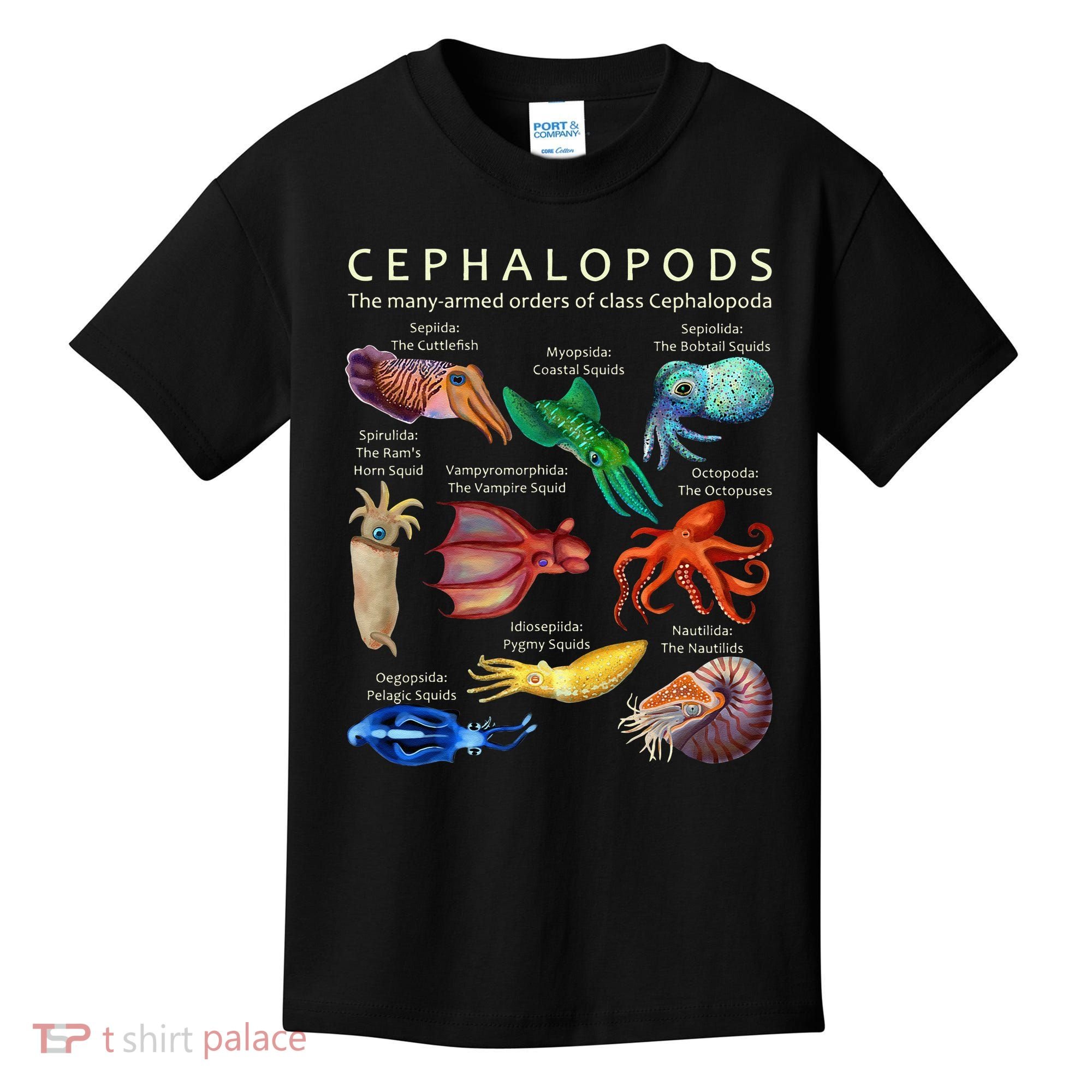 The Cephalopod Octopus Squid Cuttlefish And Nautilus Kids T-Shirt