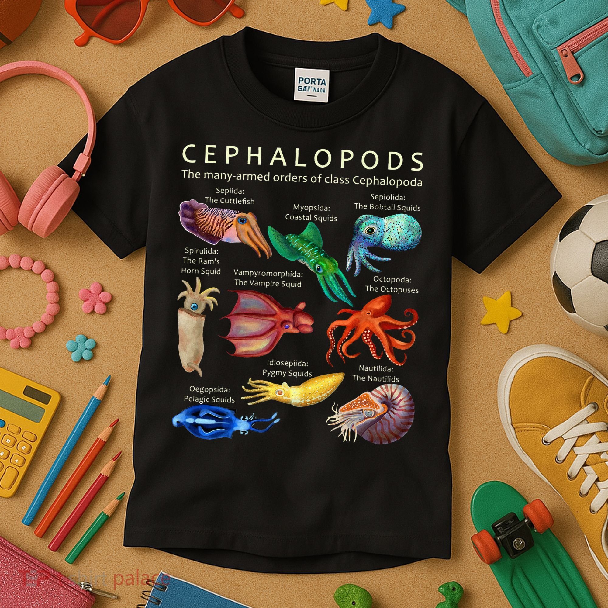The Cephalopod Octopus Squid Cuttlefish And Nautilus Kids T-Shirt