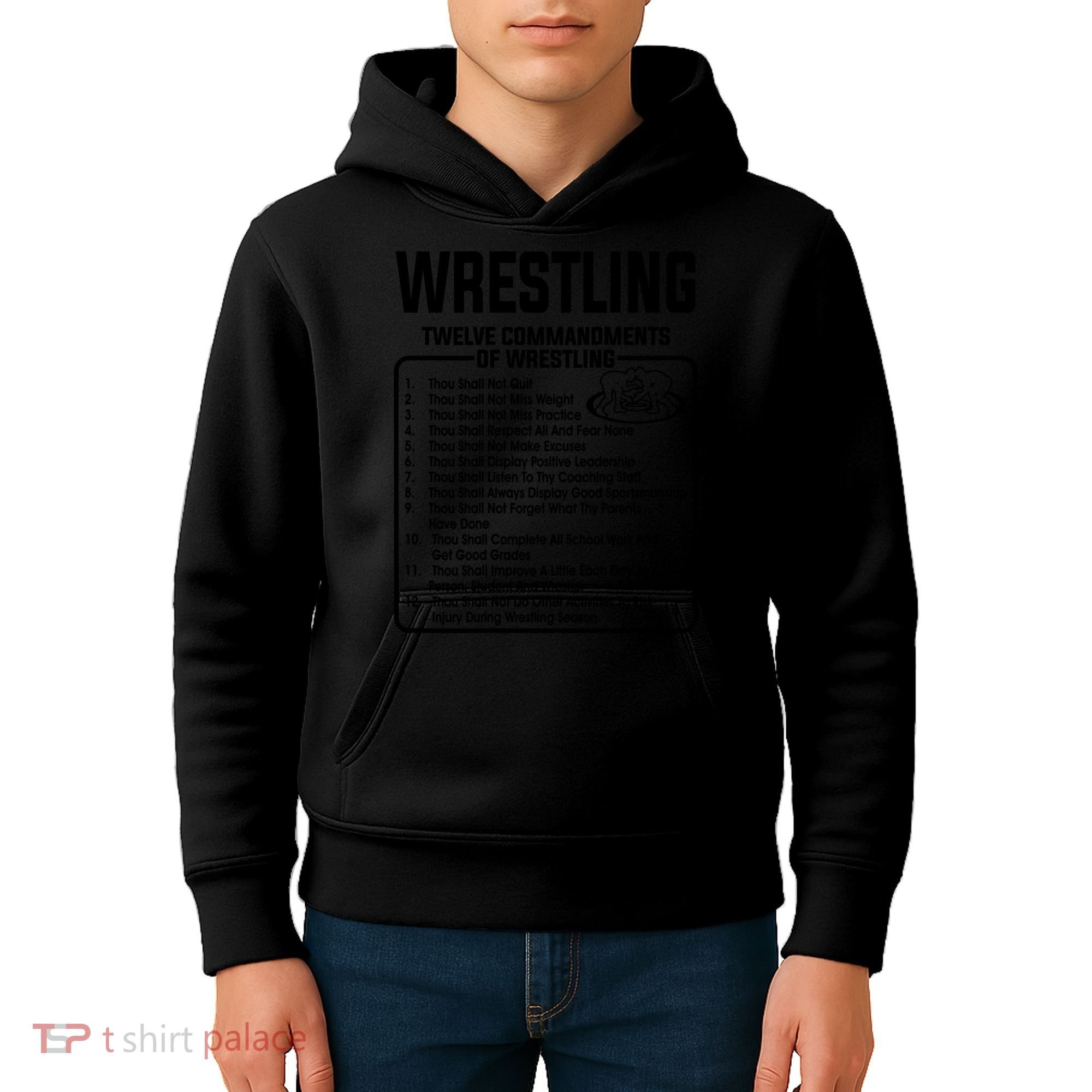 Twelve Commandments Of Wrestling T Kids Hoodie