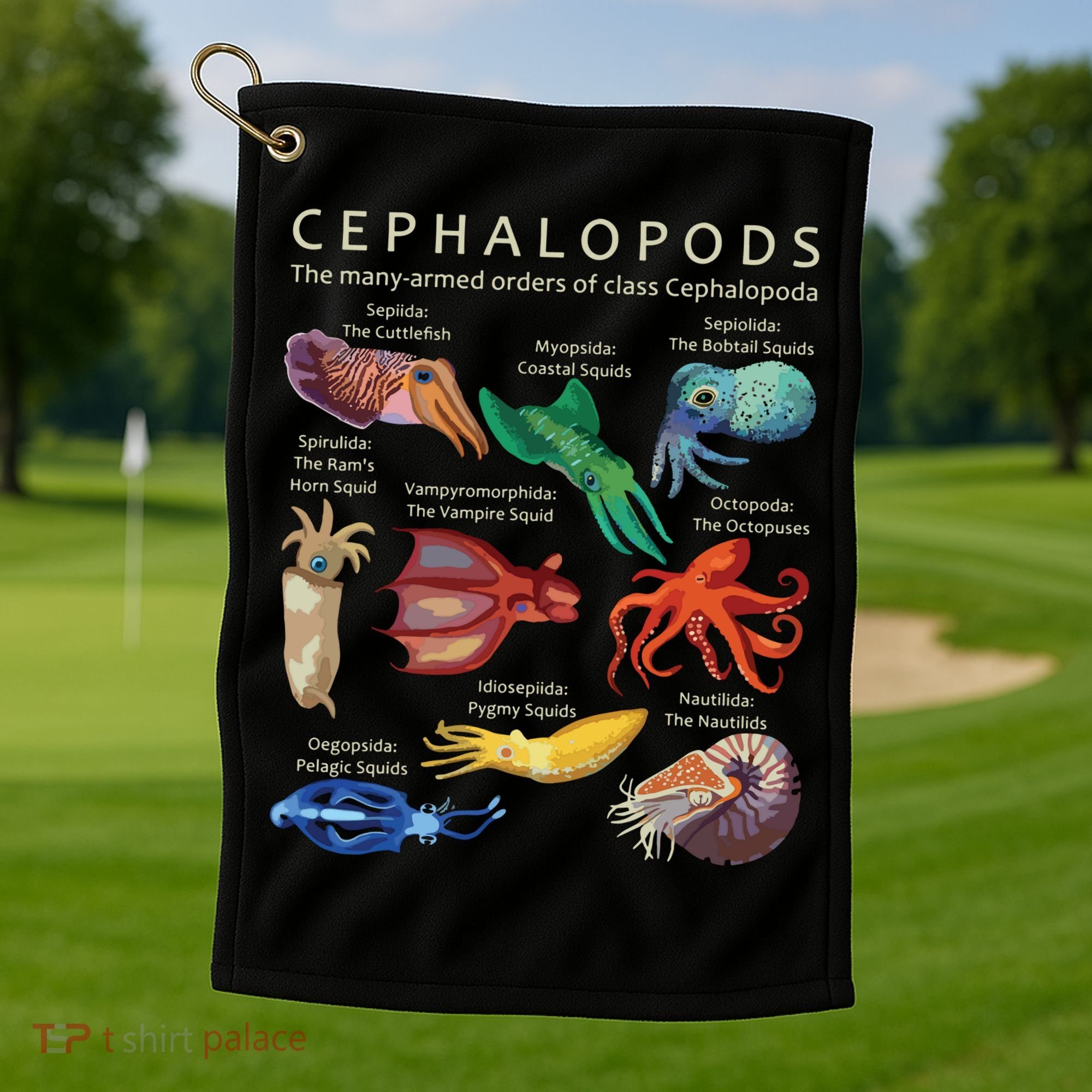 The Cephalopod Octopus Squid Cuttlefish And Nautilus Golf Towel