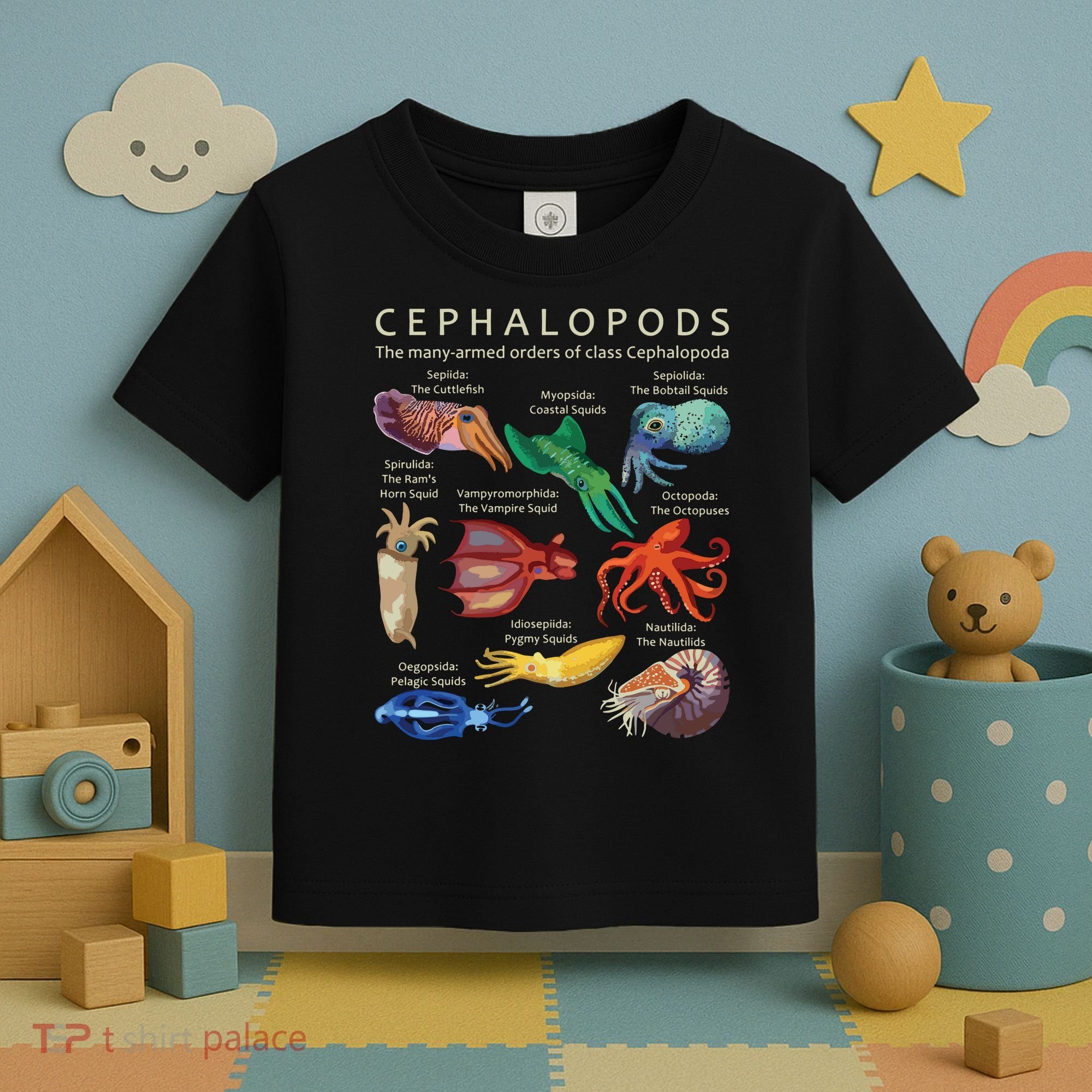 The Cephalopod Octopus Squid Cuttlefish And Nautilus Toddler T-Shirt