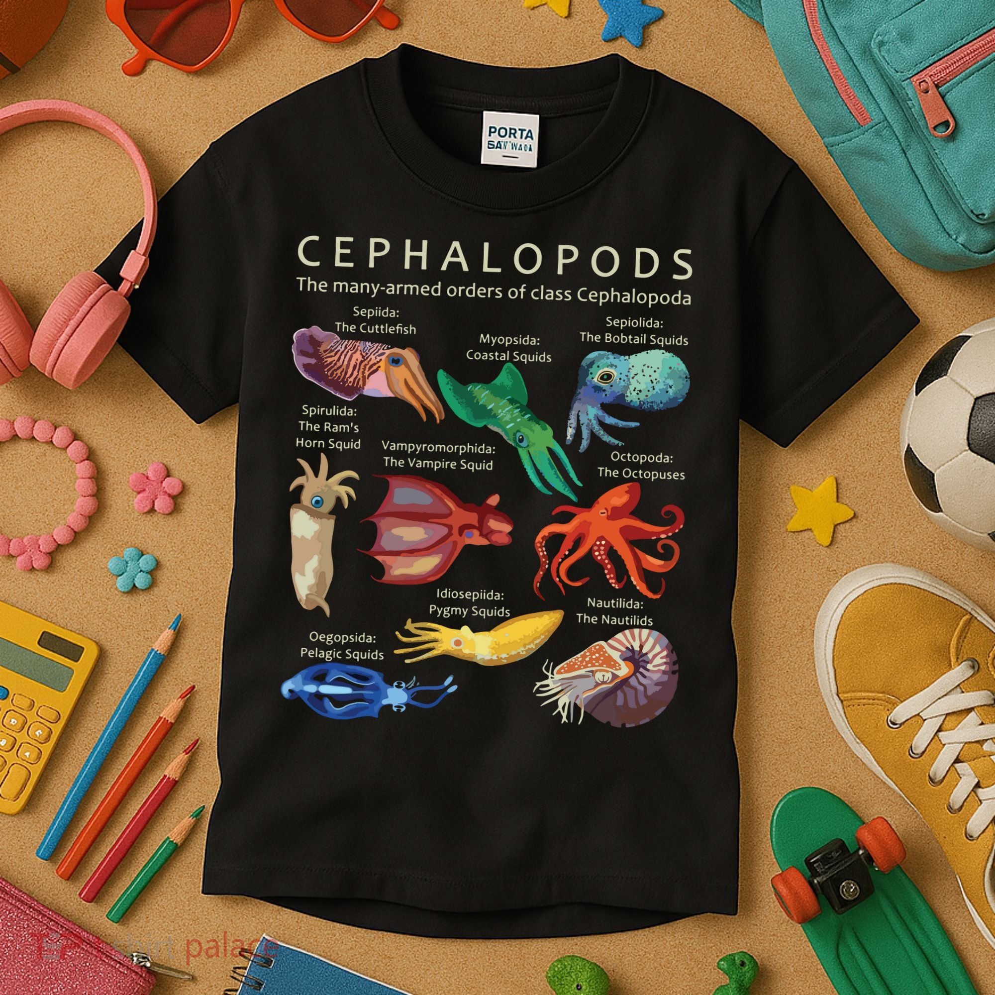 The Cephalopod Octopus Squid Cuttlefish And Nautilus Kids T-Shirt