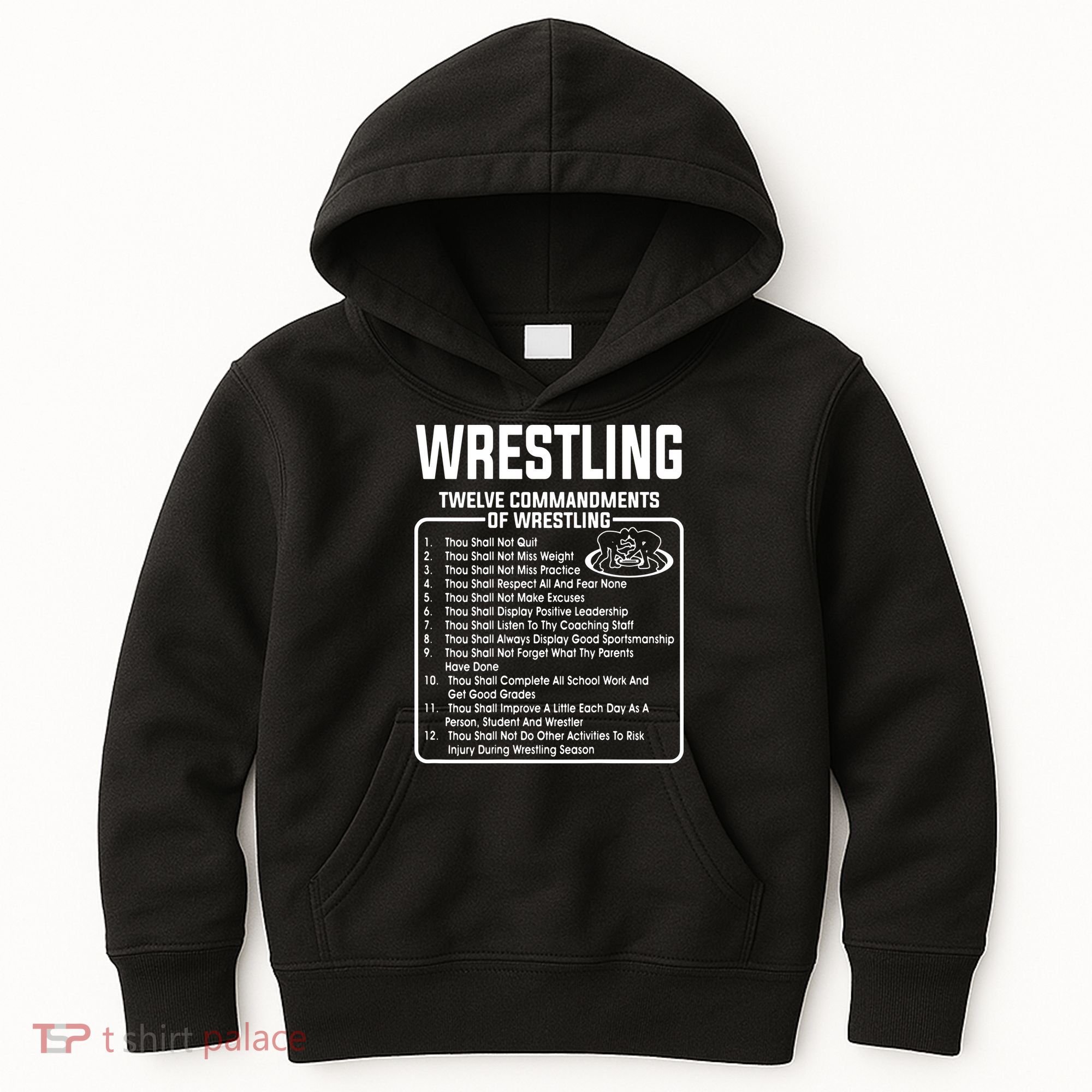 Twelve Commandments Of Wrestling Kids Hoodie