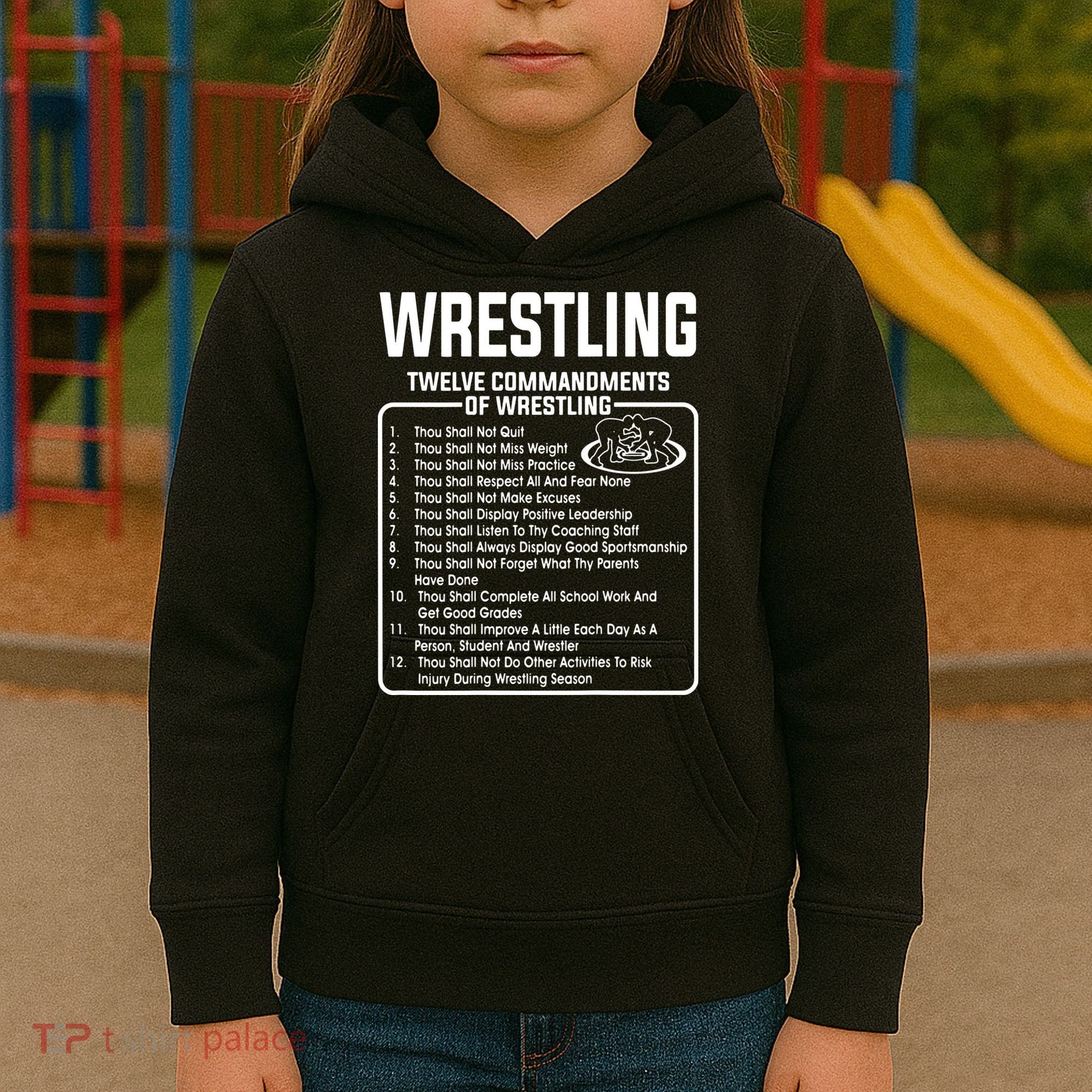 Twelve Commandments Of Wrestling Kids Hoodie