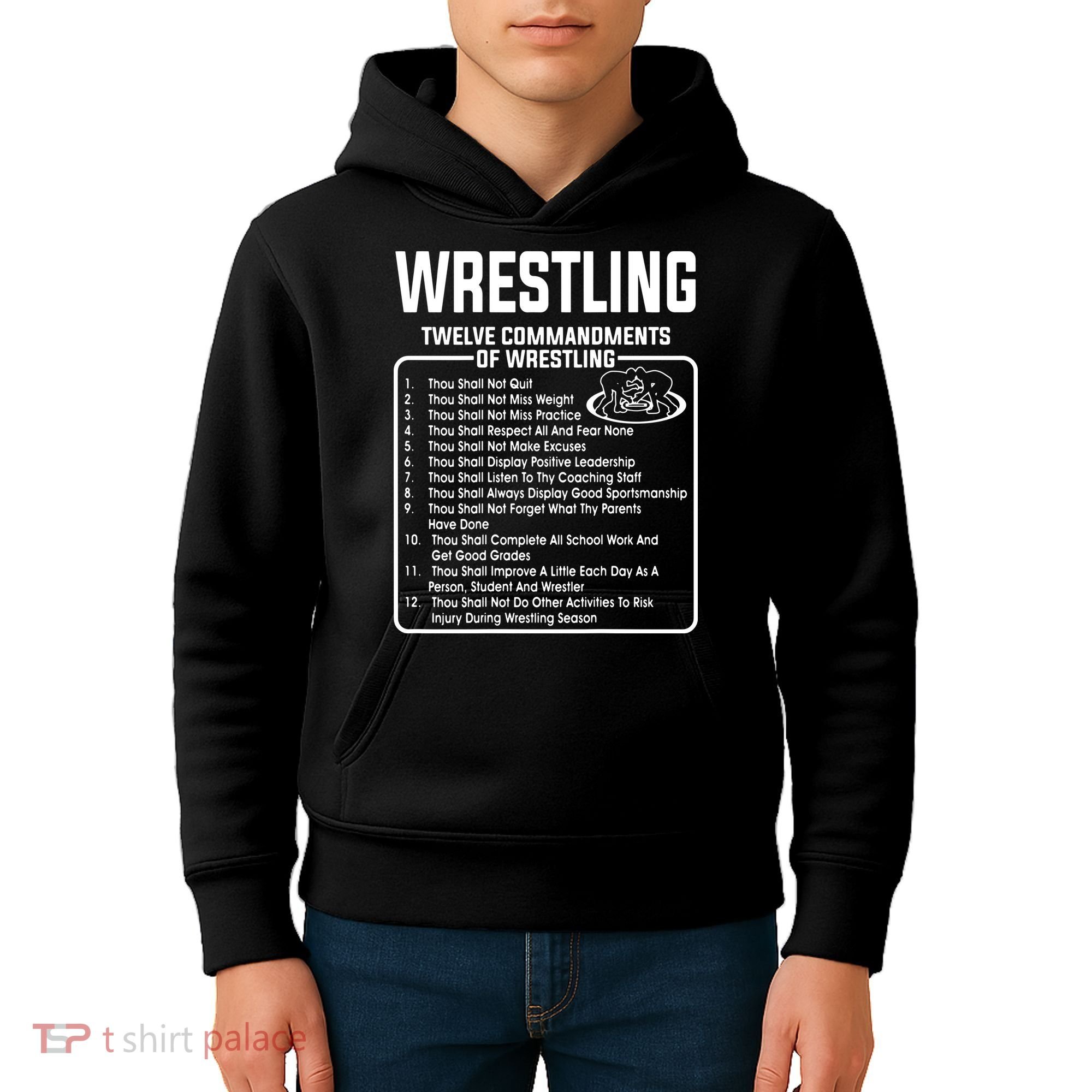 Twelve Commandments Of Wrestling Kids Hoodie