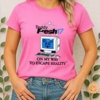 Teddyfresh Computer On My Way To Escape Reality Women's T-Shirt thumb 2