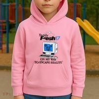 Teddyfresh Computer On My Way To Escape Reality Kids Hoodie thumb 2