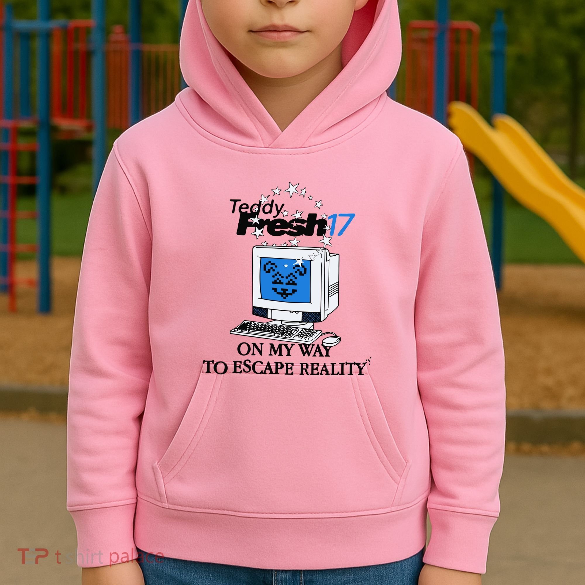 Teddyfresh Computer On My Way To Escape Reality Kids Hoodie