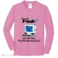Teddyfresh Computer On My Way To Escape Reality Kids Long Sleeve Shirt thumb 0