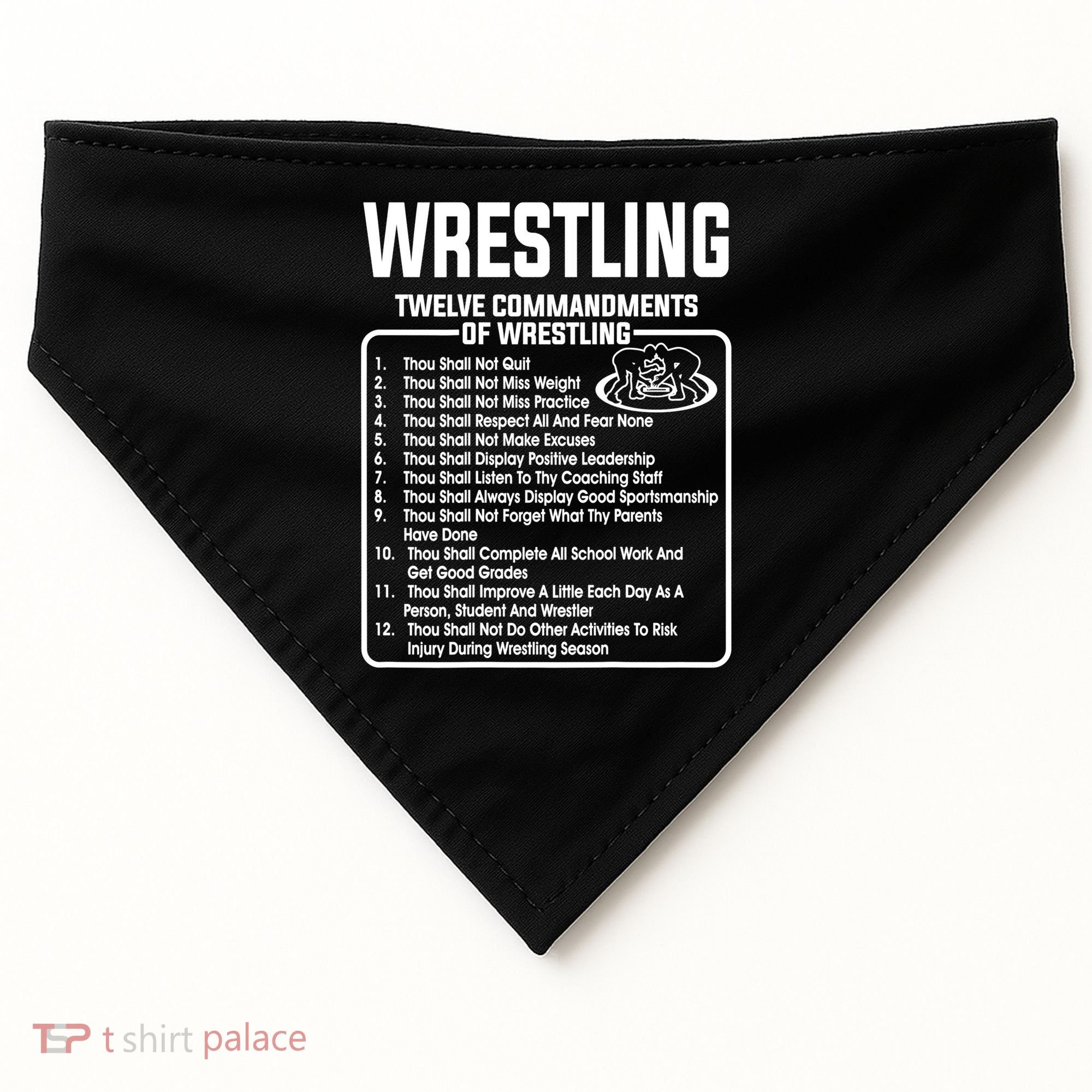 Twelve Commandments Of Wrestling TShirt USA-Made Doggie Bandana