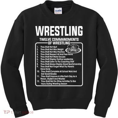 Twelve Commandments Of Wrestling TShirt Kids Sweatshirt