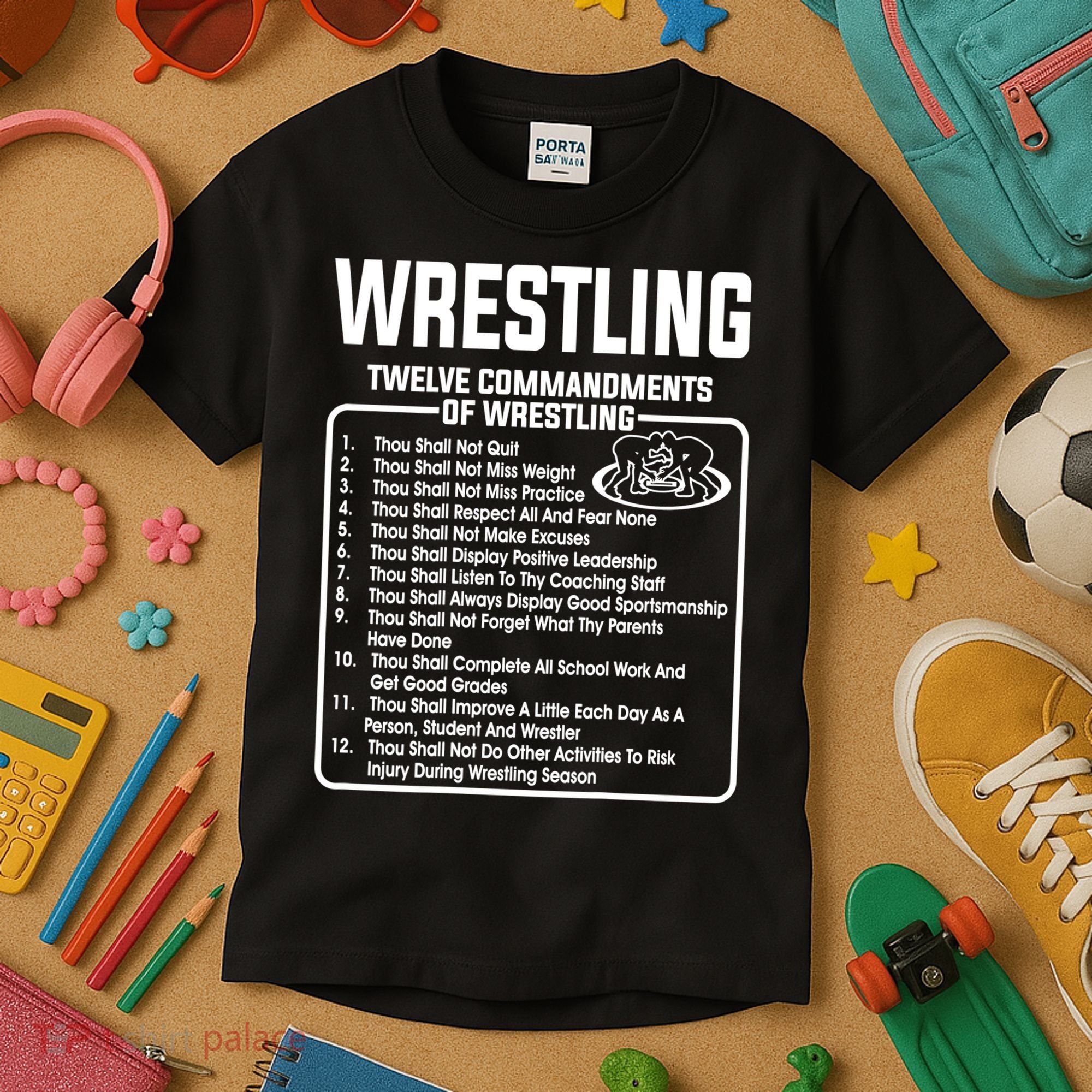 Twelve Commandments Of Wrestling TShirt Kids T-Shirt