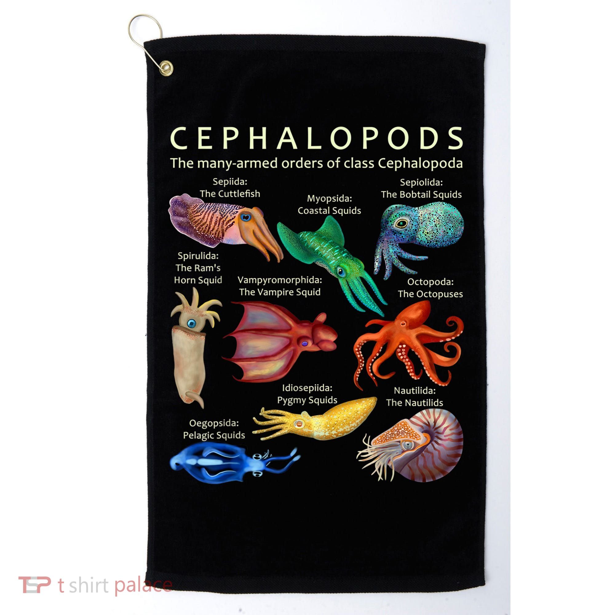 The Cephalopod: Octopus, Squid, Cuttlefish, And Nautilus Golf Towel