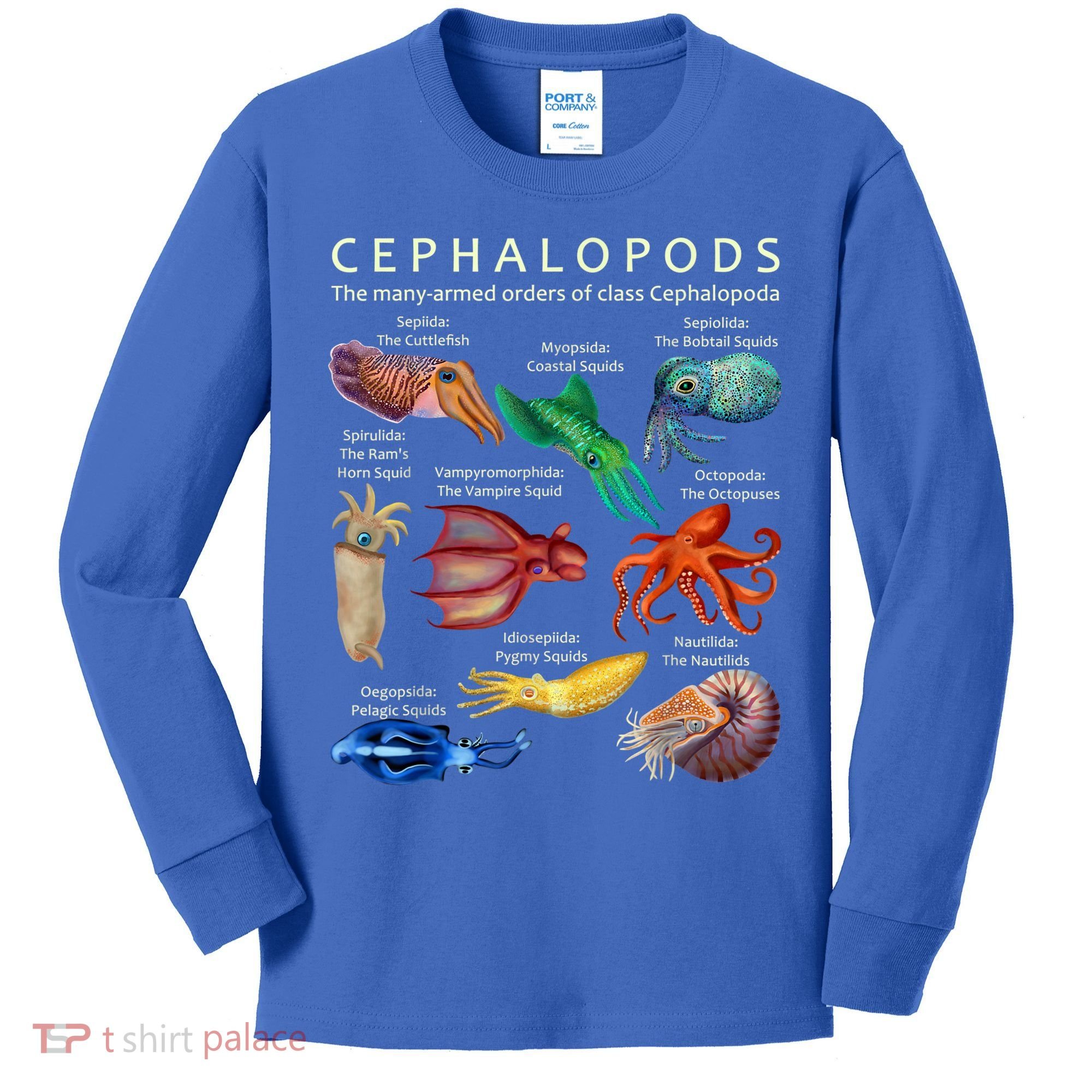 The Cephalopod: Octopus, Squid, Cuttlefish, And Nautilus Kids Long Sleeve Shirt