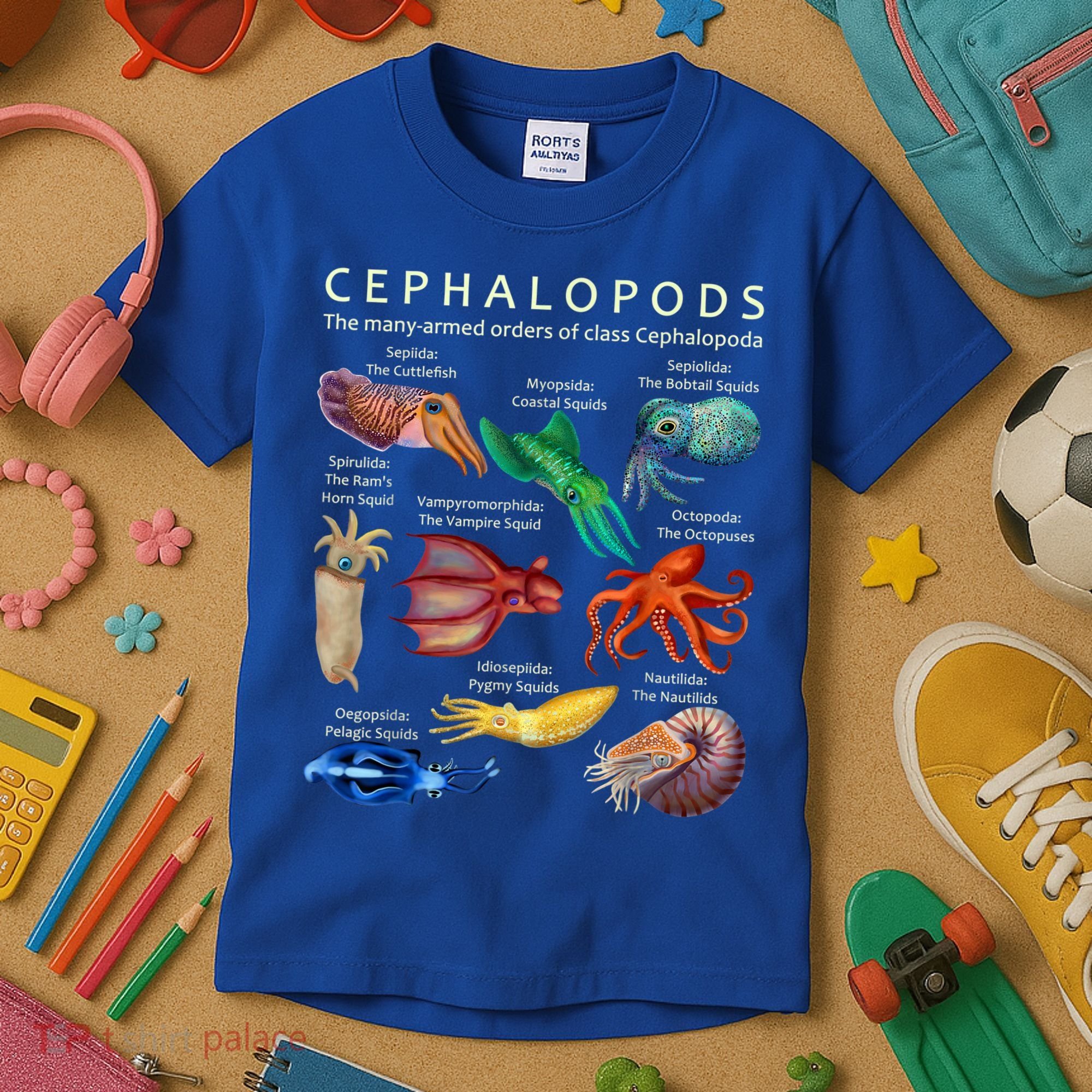 The Cephalopod: Octopus, Squid, Cuttlefish, And Nautilus Kids T-Shirt