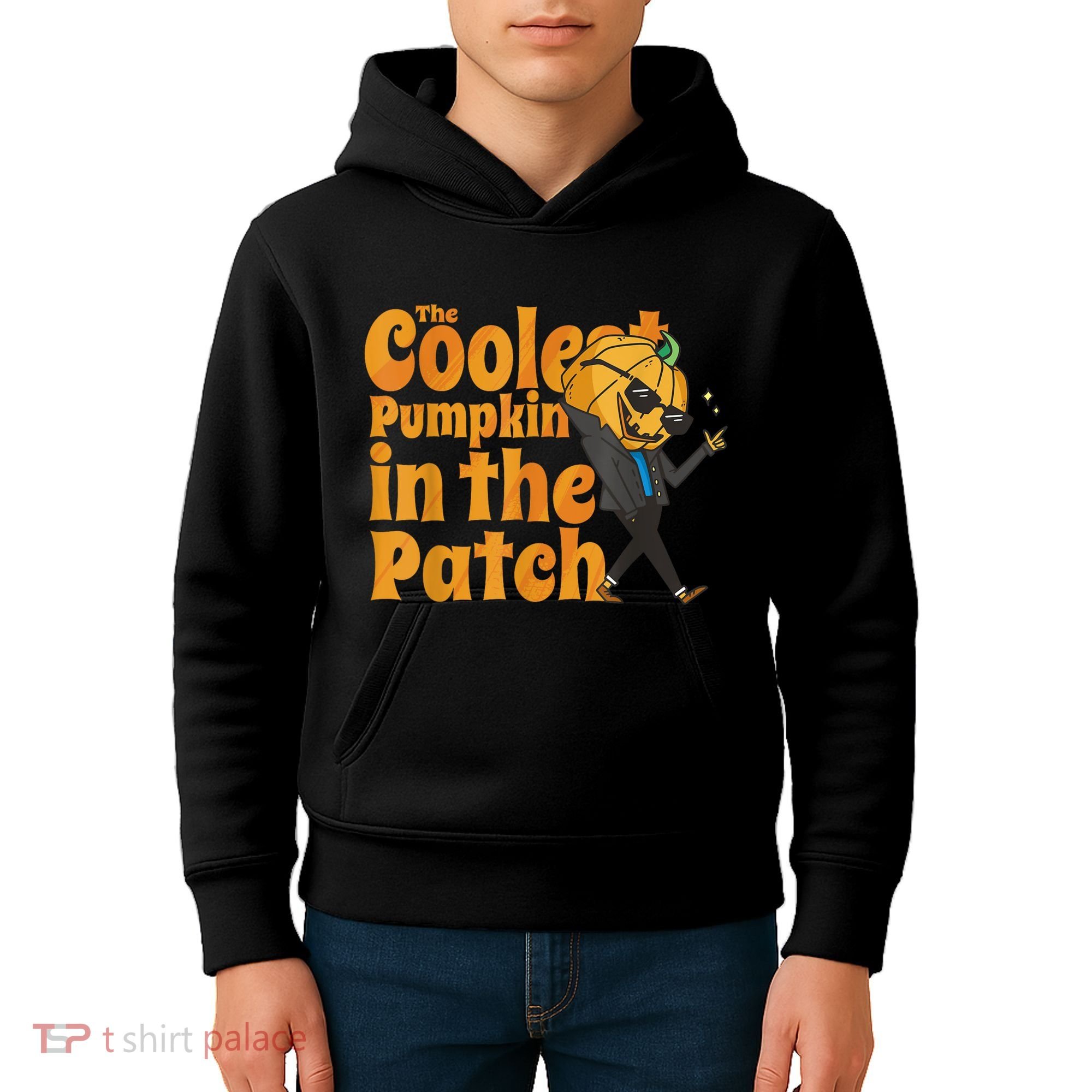 The Coolest Pumpkin In The Patch Kids Pumpkin Halloween Kids Hoodie