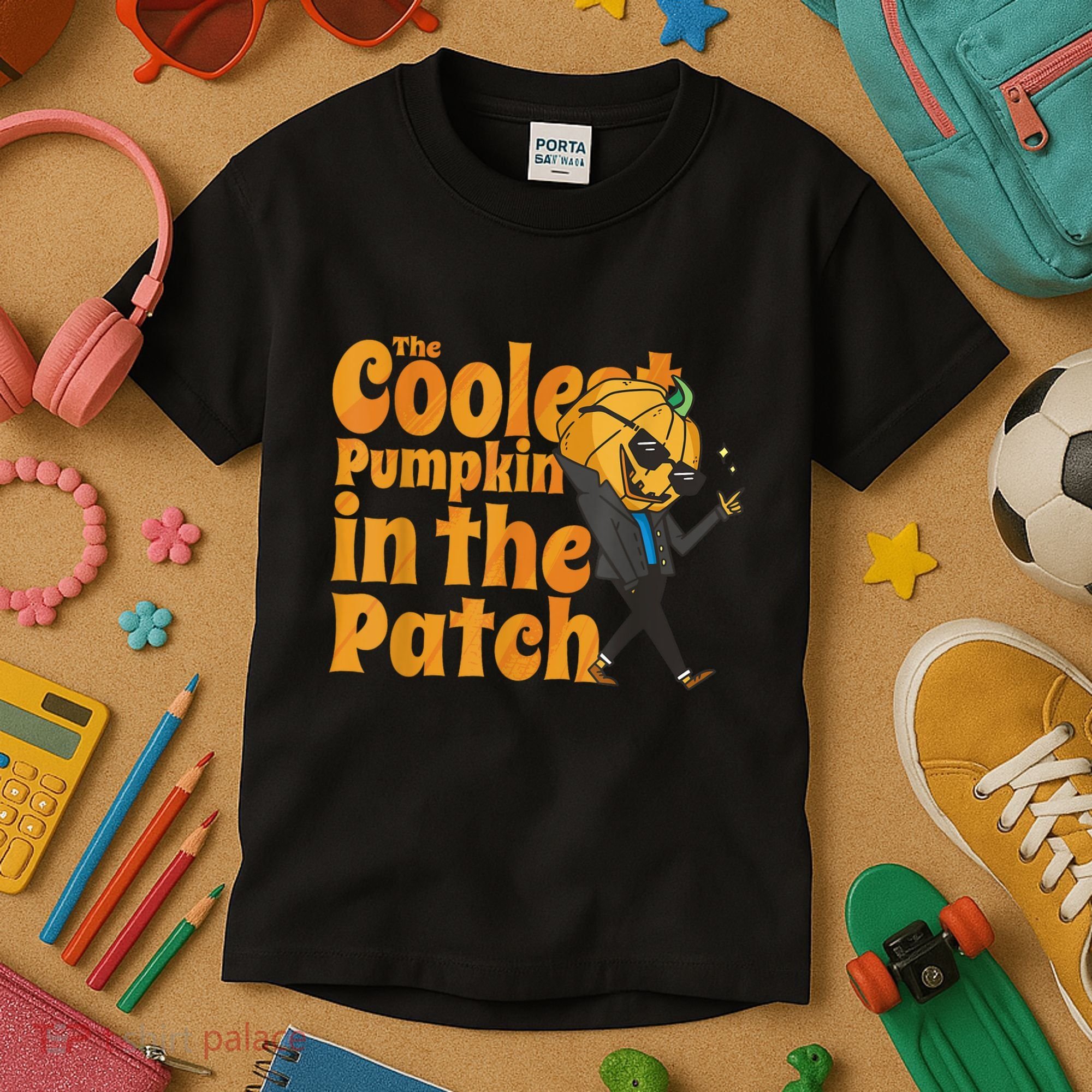 The Coolest Pumpkin In The Patch Kids Pumpkin Halloween Kids T-Shirt