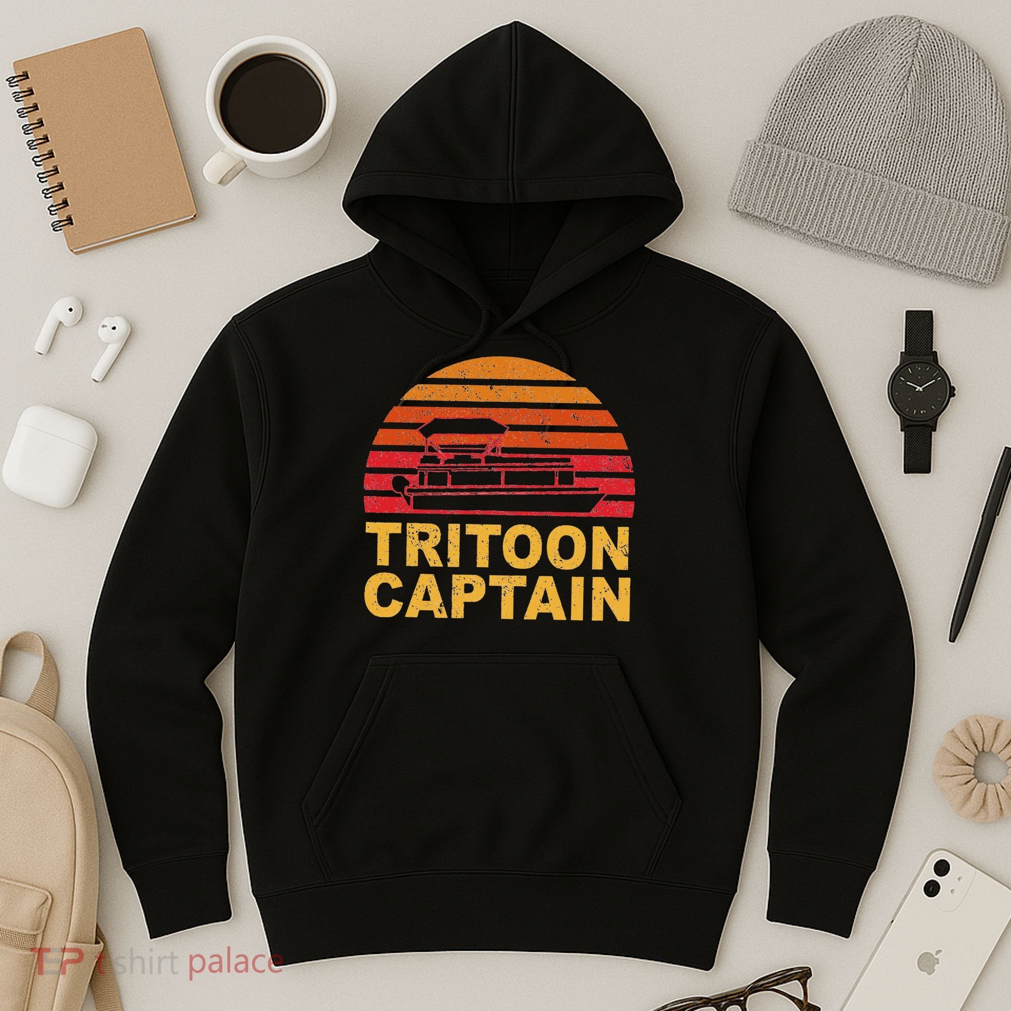 Tritoon Captain Pontoon Captain Tri Toon Boating Hoodie