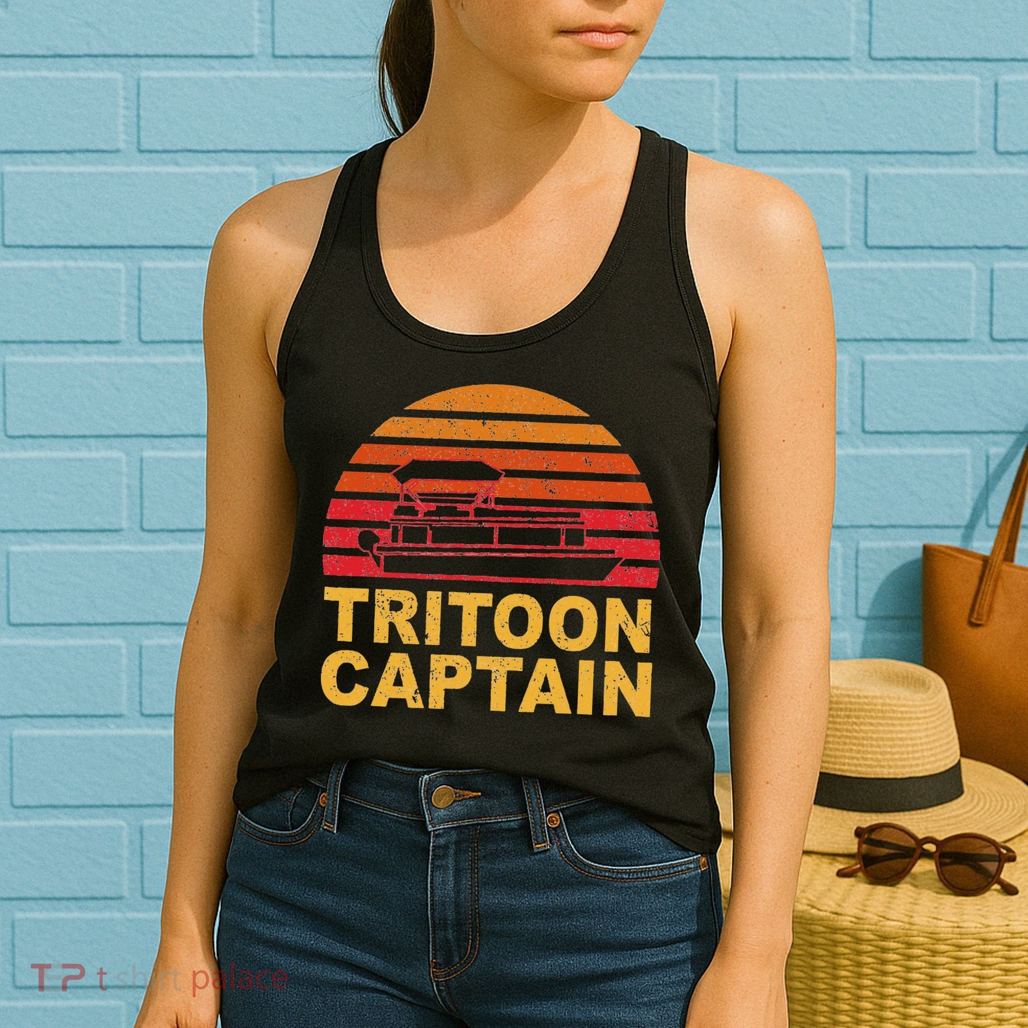 Tritoon Captain Pontoon Captain Tri Toon Boating Women's Tank Top