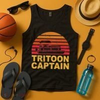 Tritoon Captain Pontoon Captain Tri Toon Boating Tank Top thumb 4