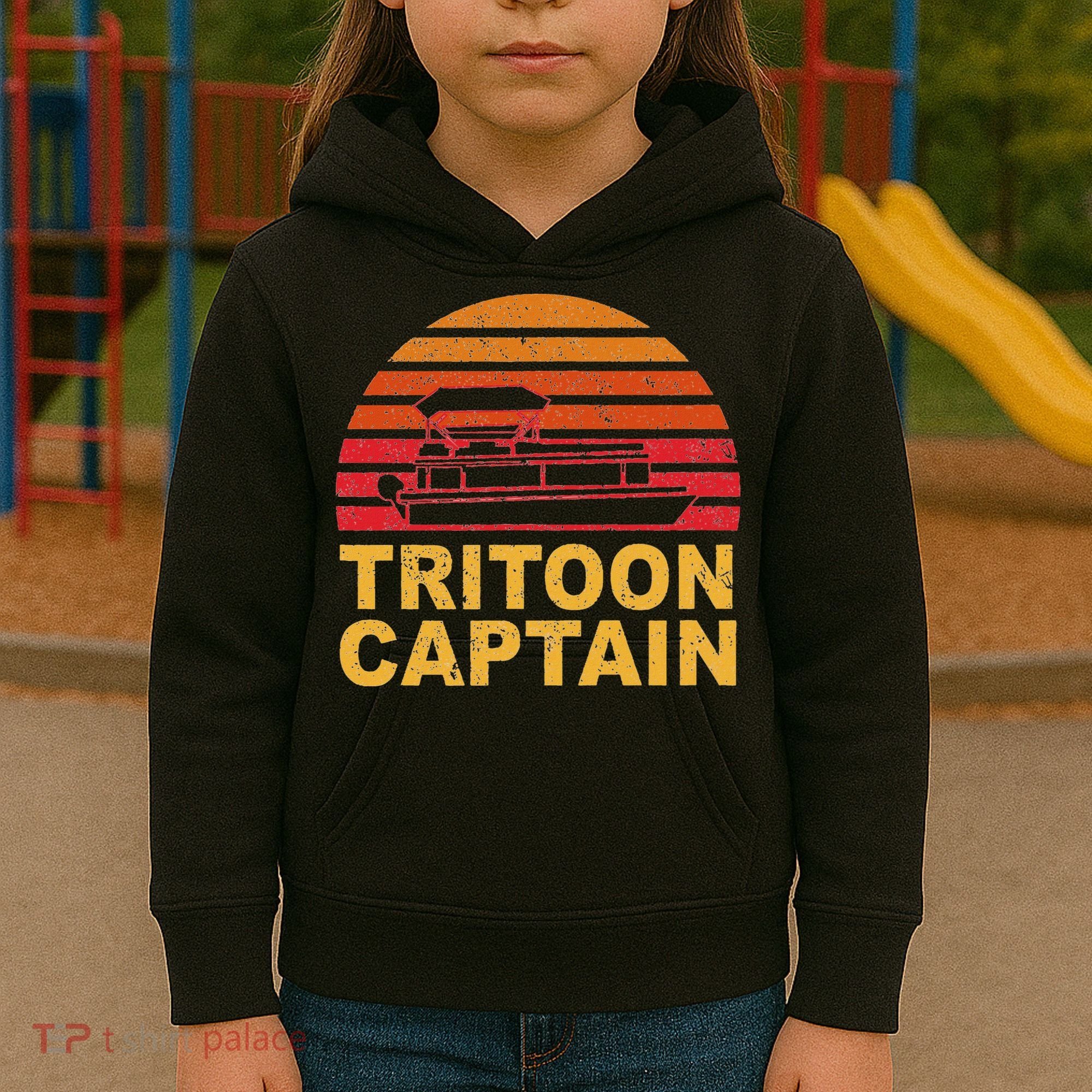 Tritoon Captain Pontoon Captain Tri Toon Boating Kids Hoodie
