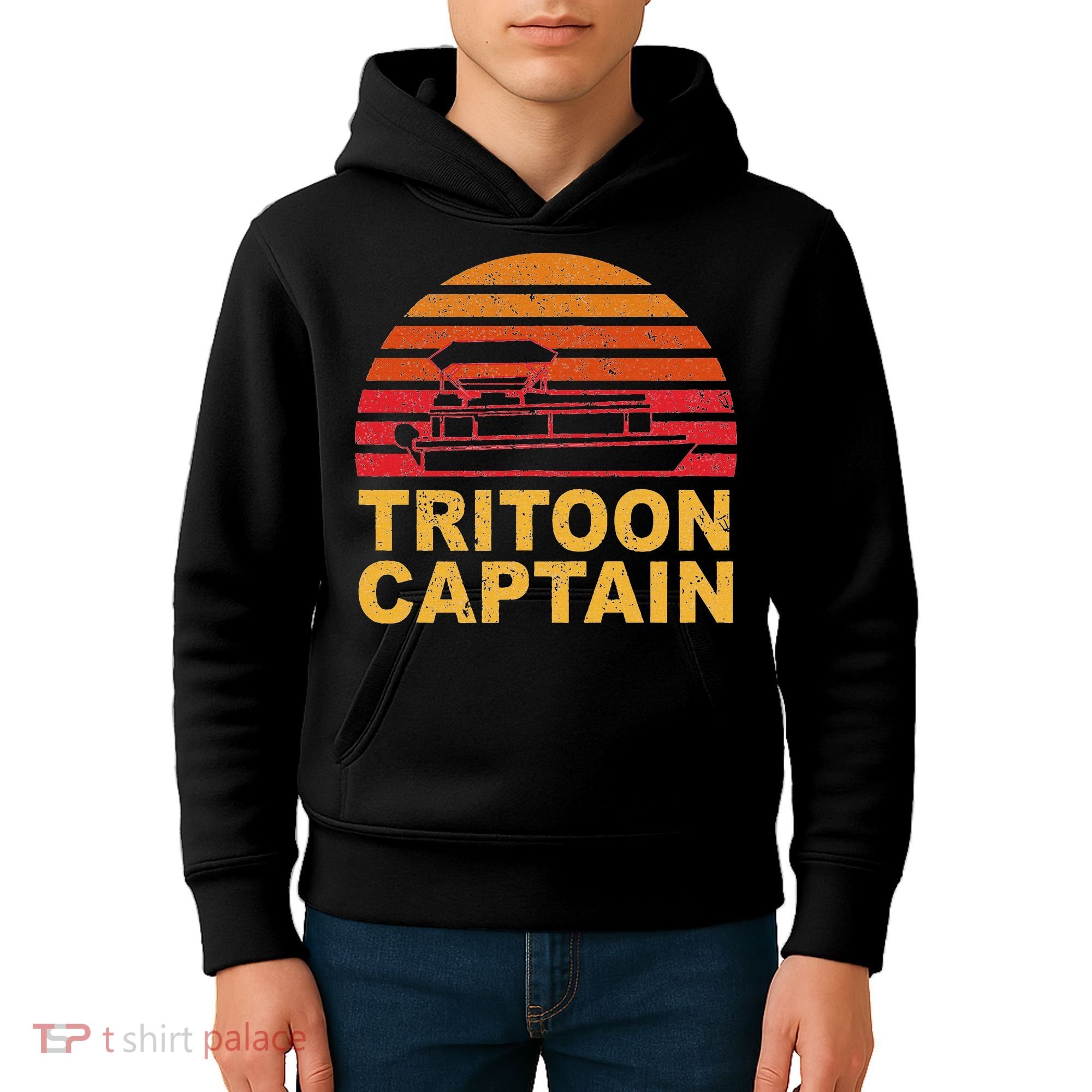 Tritoon Captain Pontoon Captain Tri Toon Boating Kids Hoodie